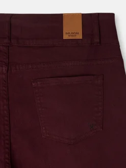 Silbon Pantalones-Pantalon denim vuelta Burdeos