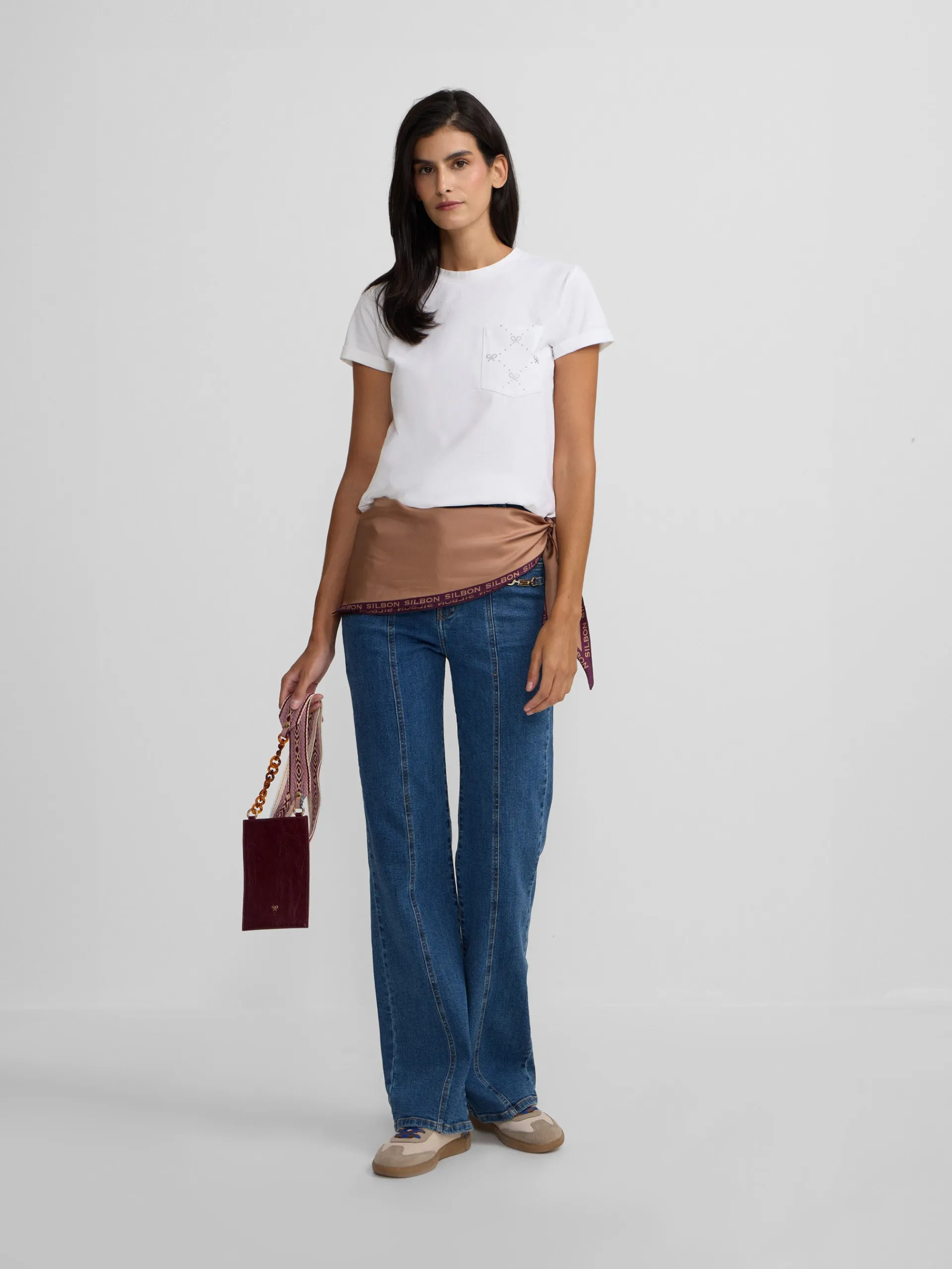 Silbon Pantalones-Pantalon recto detalle hebillas Denim