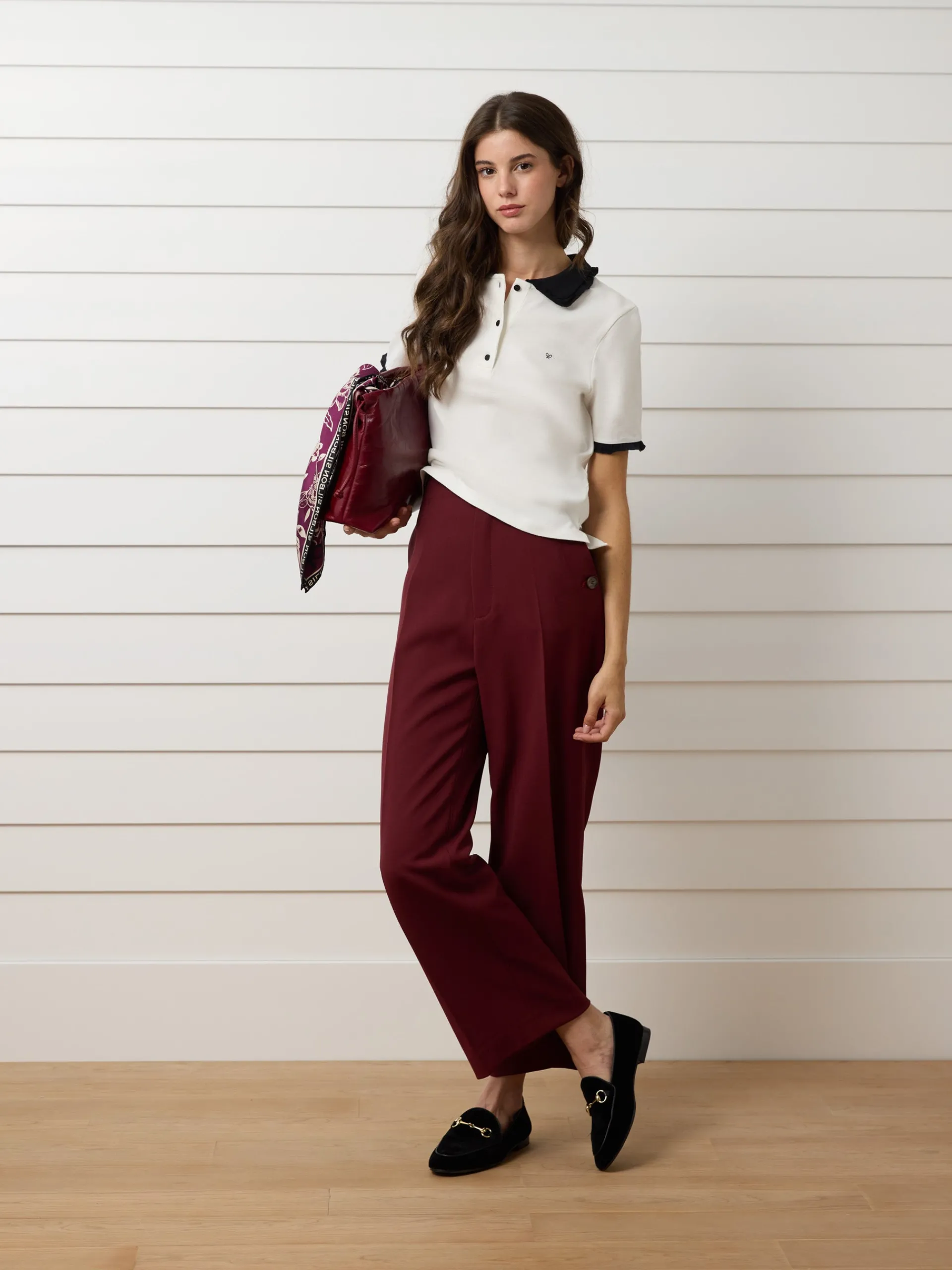 Silbon Pantalones-Pantalon vestir marinero Burdeos