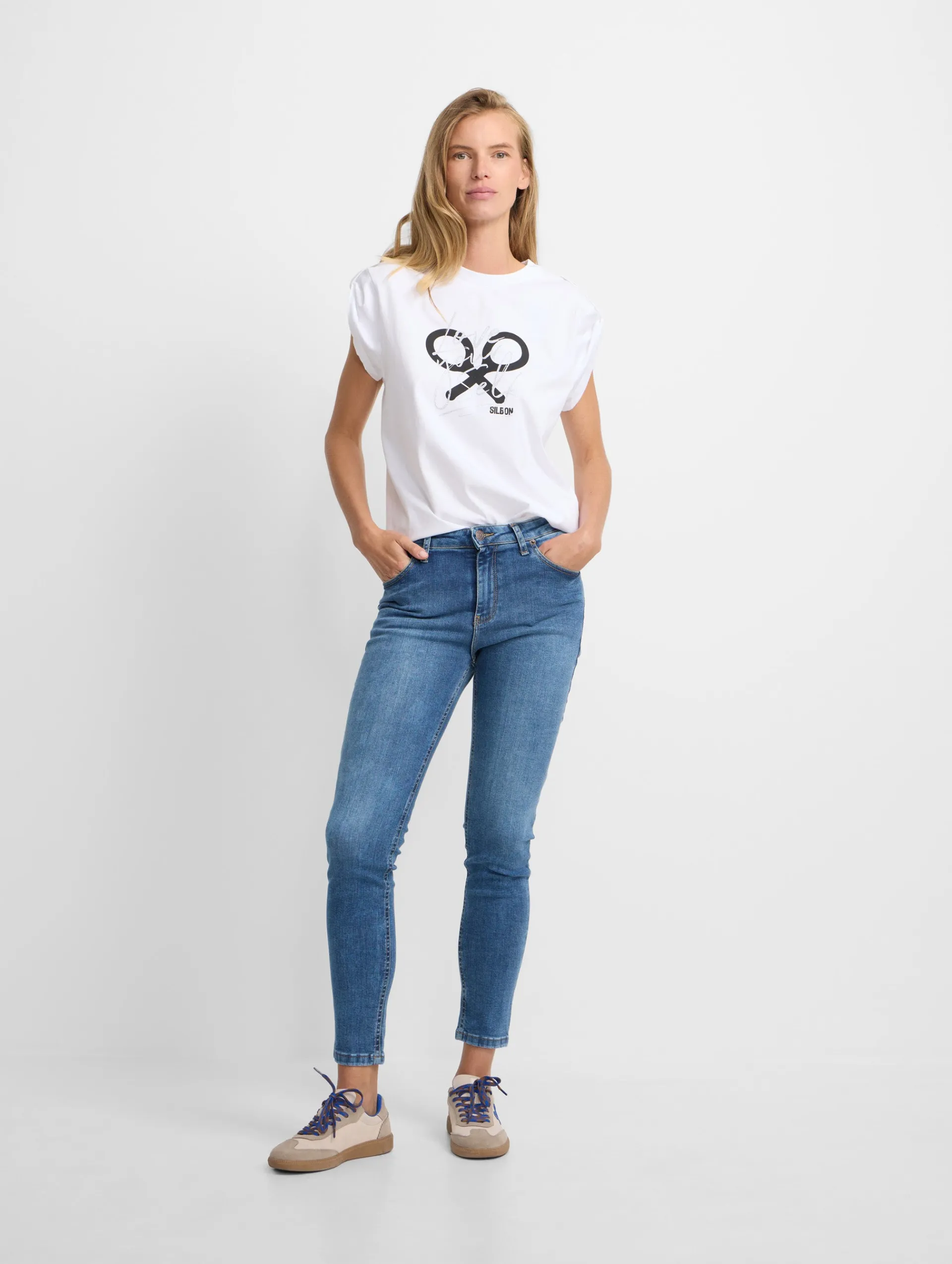 Silbon Pantalones-Pantalon woman slim fit denim medio Azul medio