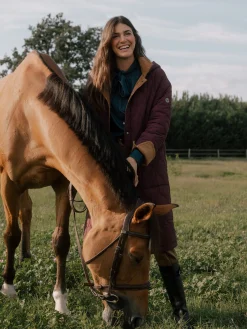 Silbon Abrigos Y Exterior-Parka larga acolchada detalles pana Burdeos