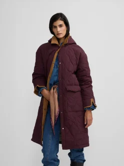Silbon Abrigos Y Exterior-Parka larga acolchada detalles pana Burdeos