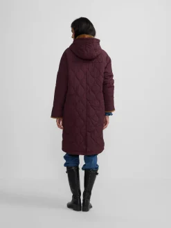 Silbon Abrigos Y Exterior-Parka larga acolchada detalles pana Burdeos