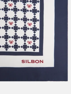 Silbon Accesorios·Corbatas, Pajaritas Y Pañuelos-Pañuelo geometrico raquetas Blanco