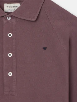 Silbon Smart Casual·Polos-Polo liso manga larga ranglan Burdeos