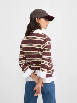 Silbon Camisetas, Polos Y Tops-Polo woman rayas y amarillo Burdeos