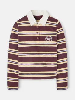 Silbon Camisetas, Polos Y Tops-Polo woman rayas y amarillo Burdeos