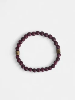 Silbon Accesorios·Pulseras Y Llaveros-Pulsera piedras redondas Burdeos