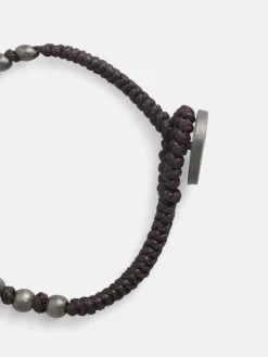 Silbon Accesorios·Pulseras Y Llaveros-Pulsera piel trenzada abalorio Marron