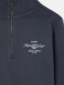 Silbon Smart Casual·Sudaderas-Sudadera Beltran Lozano cremallera media azul marino Azul&nbsp;marino
