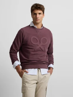 Silbon Smart Casual·Sudaderas-Sudadera clasica logo relieve Burdeos