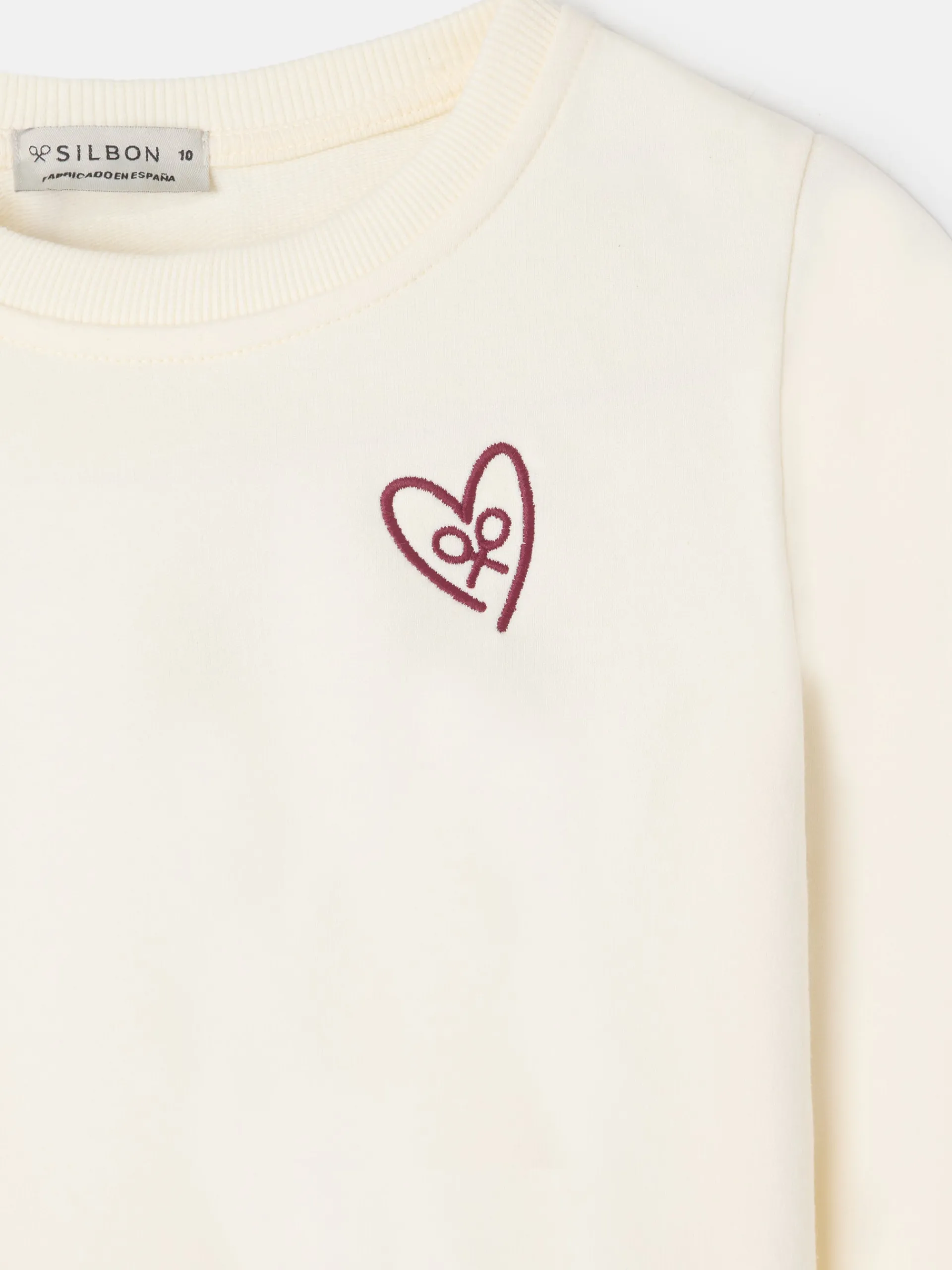 Silbon Sudaderas-Sudadera girl corazon Crudo
