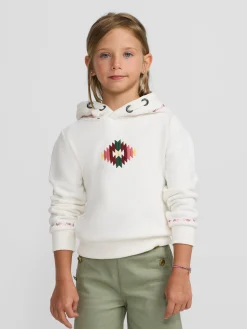 Silbon Sudaderas-Sudadera girl etnica cruda Blanca