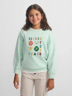 Silbon Sudaderas-Sudadera girl fun and peace Verde