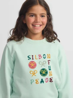 Silbon Sudaderas-Sudadera girl fun and peace Verde