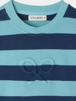 Silbon Sudaderas-Sudadera girl hombreras rayas es Azul