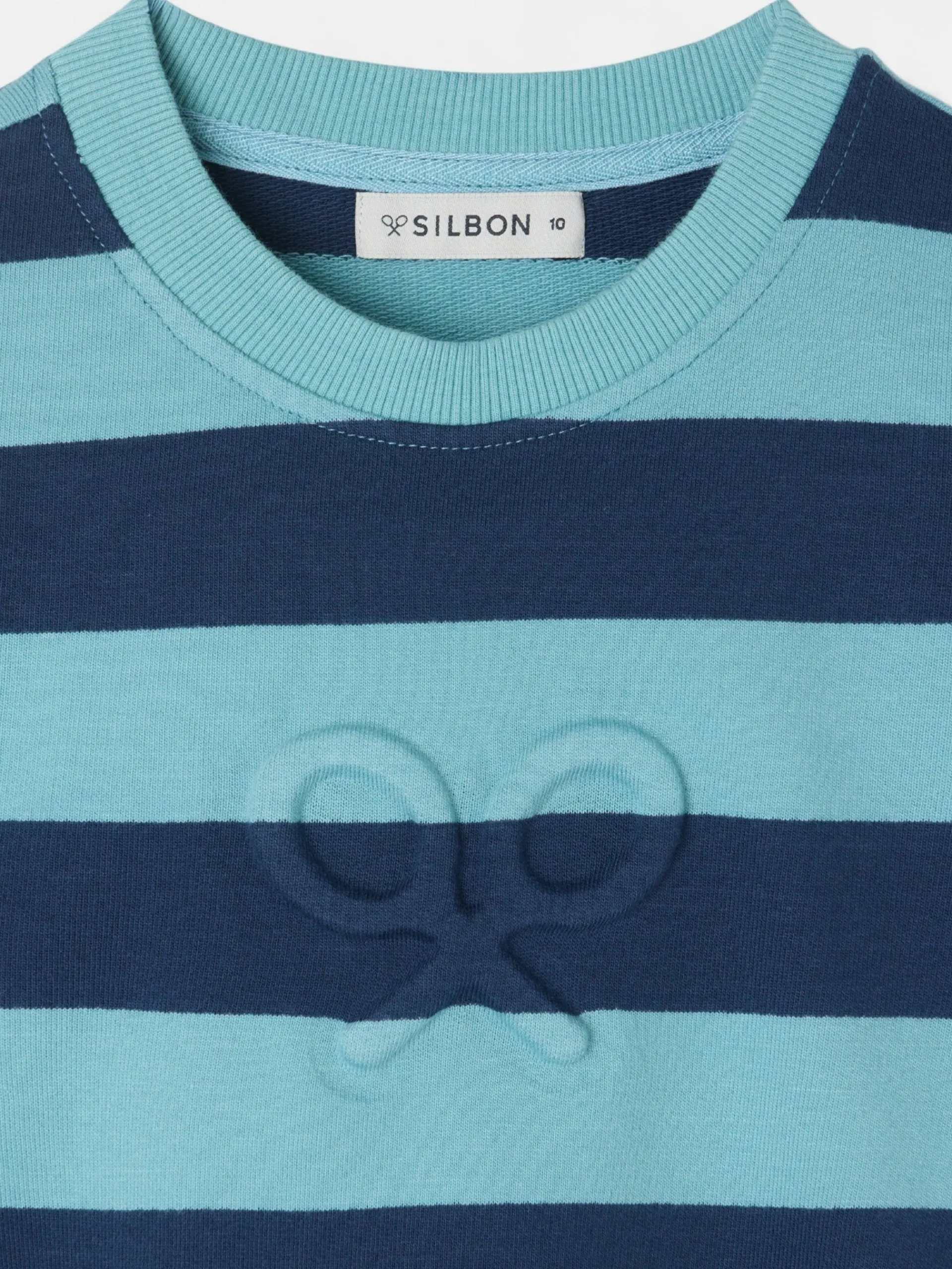 Silbon Sudaderas-Sudadera girl hombreras rayas es Azul