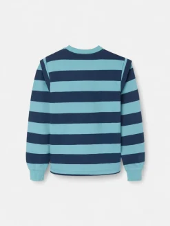 Silbon Sudaderas-Sudadera girl hombreras rayas es Azul