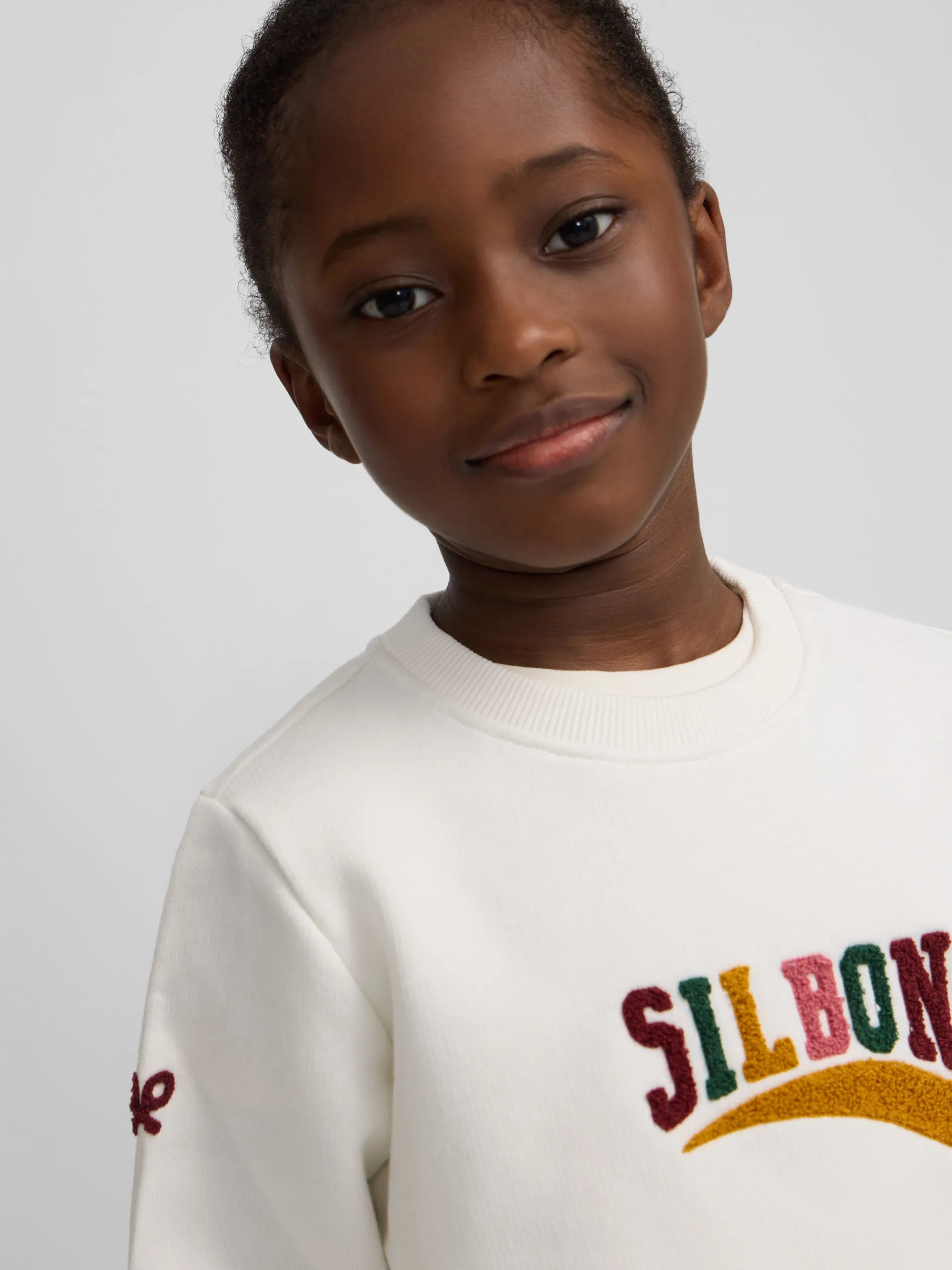 Silbon Sudaderas-Sudadera girl letras cruda Blanca
