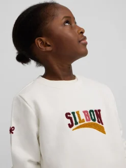 Silbon Sudaderas-Sudadera girl letras cruda Blanca