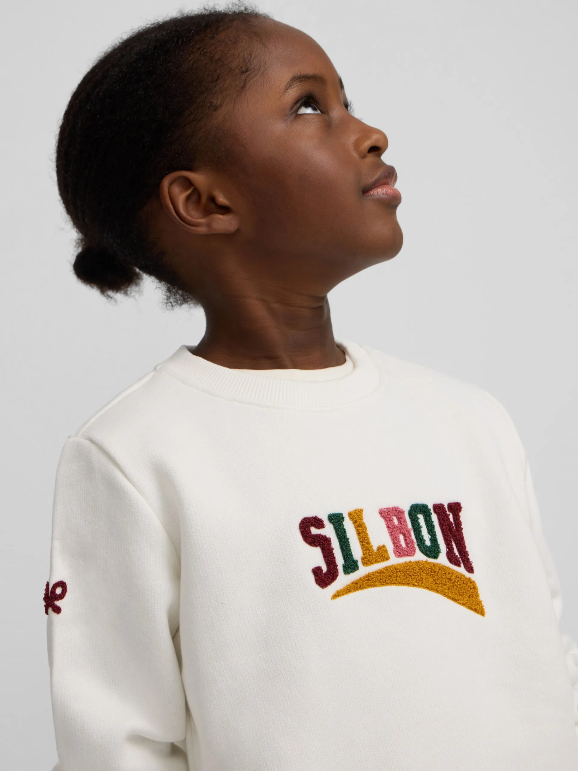 Silbon Sudaderas-Sudadera girl letras cruda Blanca