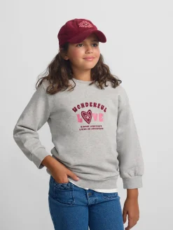 Silbon Sudaderas-Sudadera girl wonderful love Gris