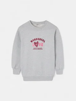 Silbon Sudaderas-Sudadera girl wonderful love Gris