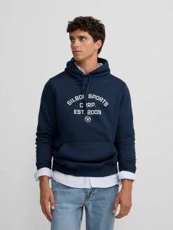 Silbon Smart Casual·Sudaderas-Sudadera hoodie sports azul marino Azul&nbsp;marino