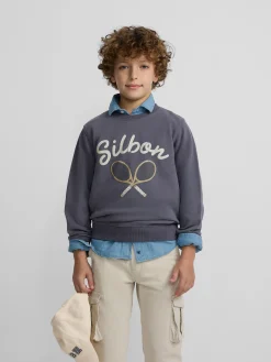 Silbon Sudaderas-Sudadera kids raqueta junior azul indigo Azul&nbsp;indigo