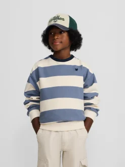 Silbon Sudaderas-Sudadera kids rayas anchas es Azul