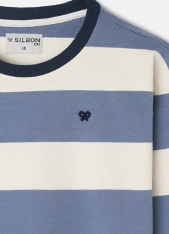 Silbon Sudaderas-Sudadera kids rayas anchas es Azul