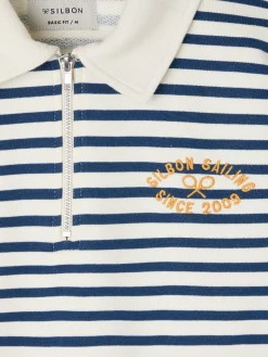 Silbon Smart Casual·Sudaderas-Sudadera media cremallera raya media azul marino Azul&nbsp;marino