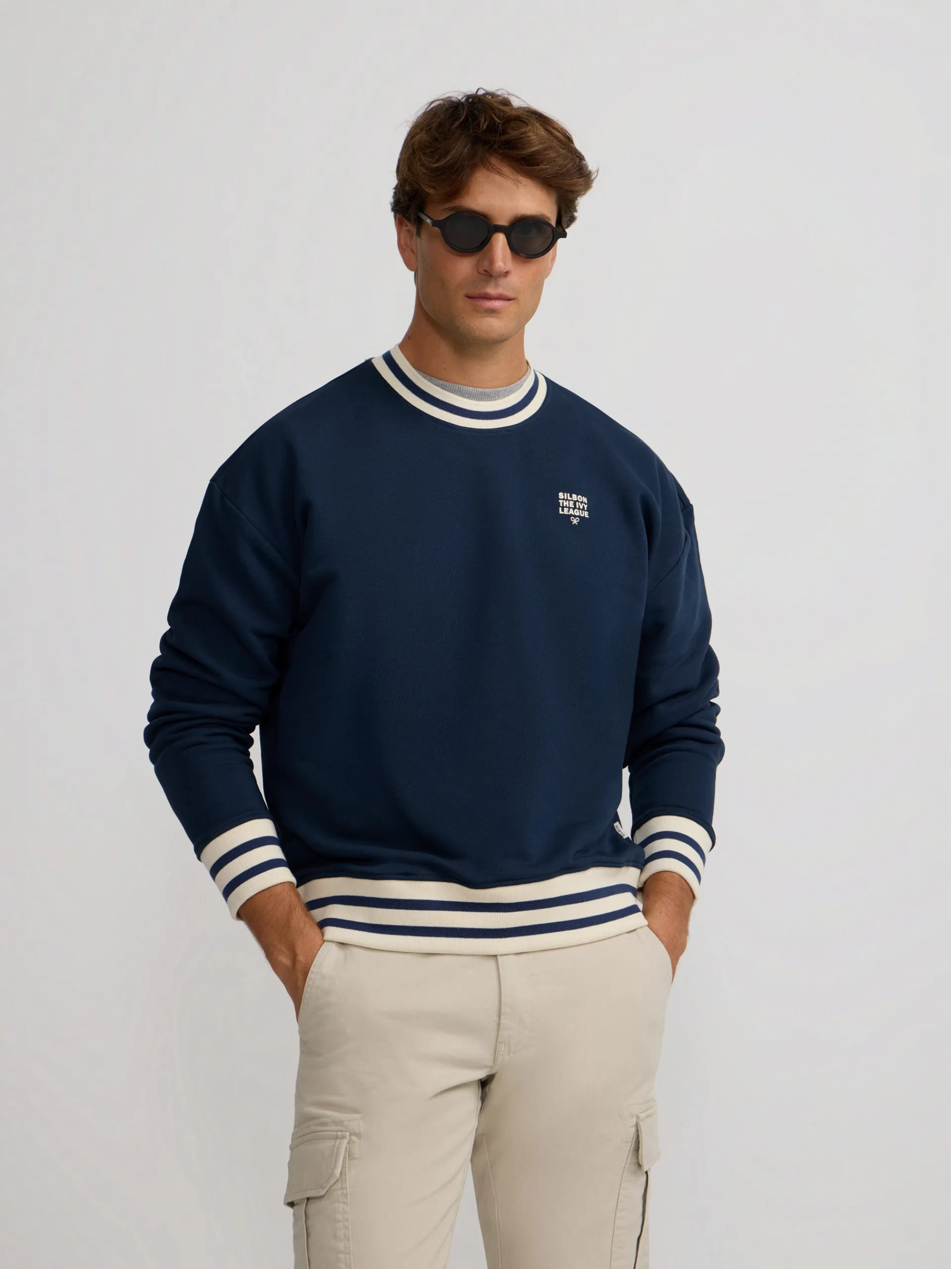 Silbon Smart Casual·Sudaderas-Sudadera relaxed fit ivy league marino Azul marino