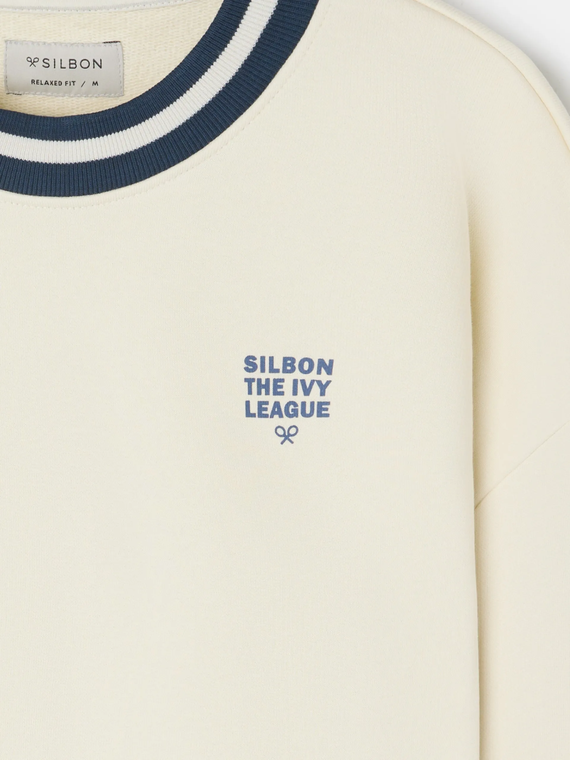 Silbon Smart Casual·Sudaderas-Sudadera relaxed fit ivy league Crema
