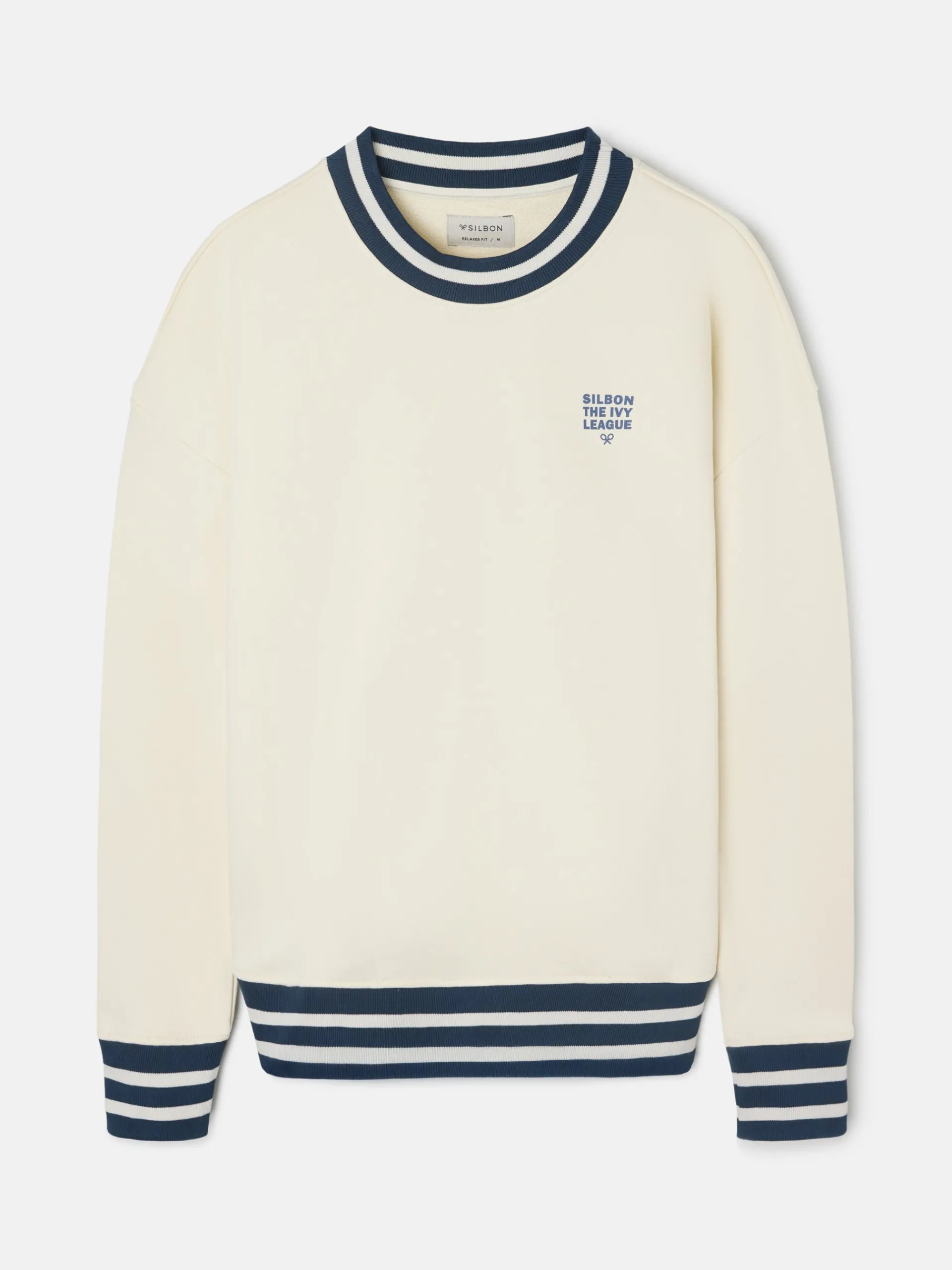 Silbon Smart Casual·Sudaderas-Sudadera relaxed fit ivy league Crema