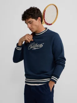 Silbon Smart Casual·Sudaderas-Sudadera retro lettering marino Azul marino