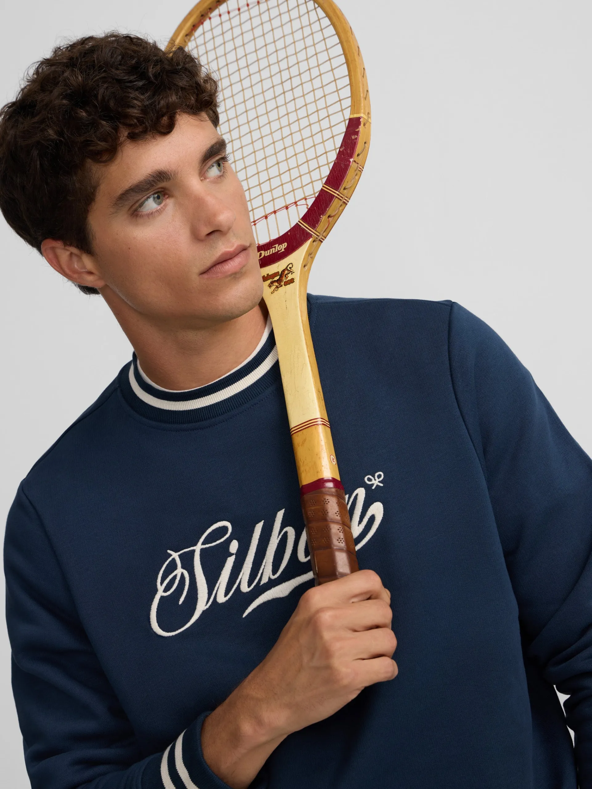 Silbon Smart Casual·Sudaderas-Sudadera retro lettering marino Azul marino