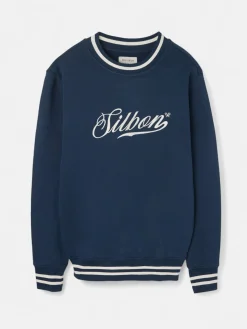 Silbon Smart Casual·Sudaderas-Sudadera retro lettering marino Azul marino
