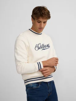 Silbon Smart Casual·Sudaderas-Sudadera retro lettering Crema