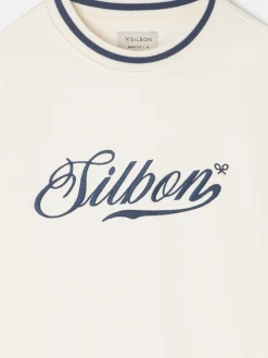 Silbon Smart Casual·Sudaderas-Sudadera retro lettering Crema
