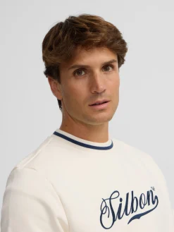Silbon Smart Casual·Sudaderas-Sudadera retro lettering Crema