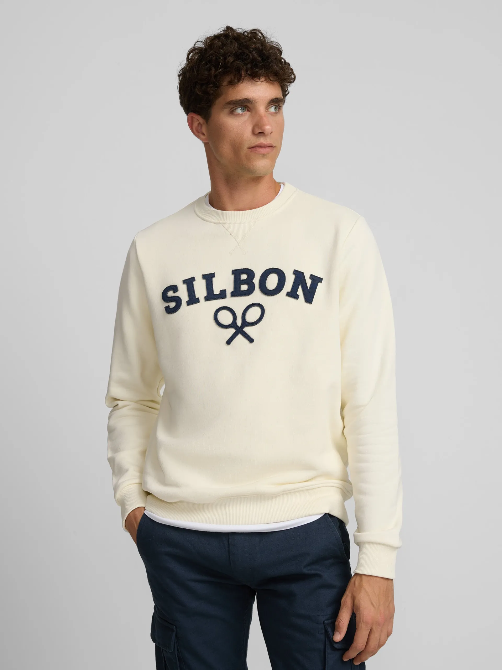 Silbon Smart Casual·Sudaderas-Sudadera raqueta media Crema