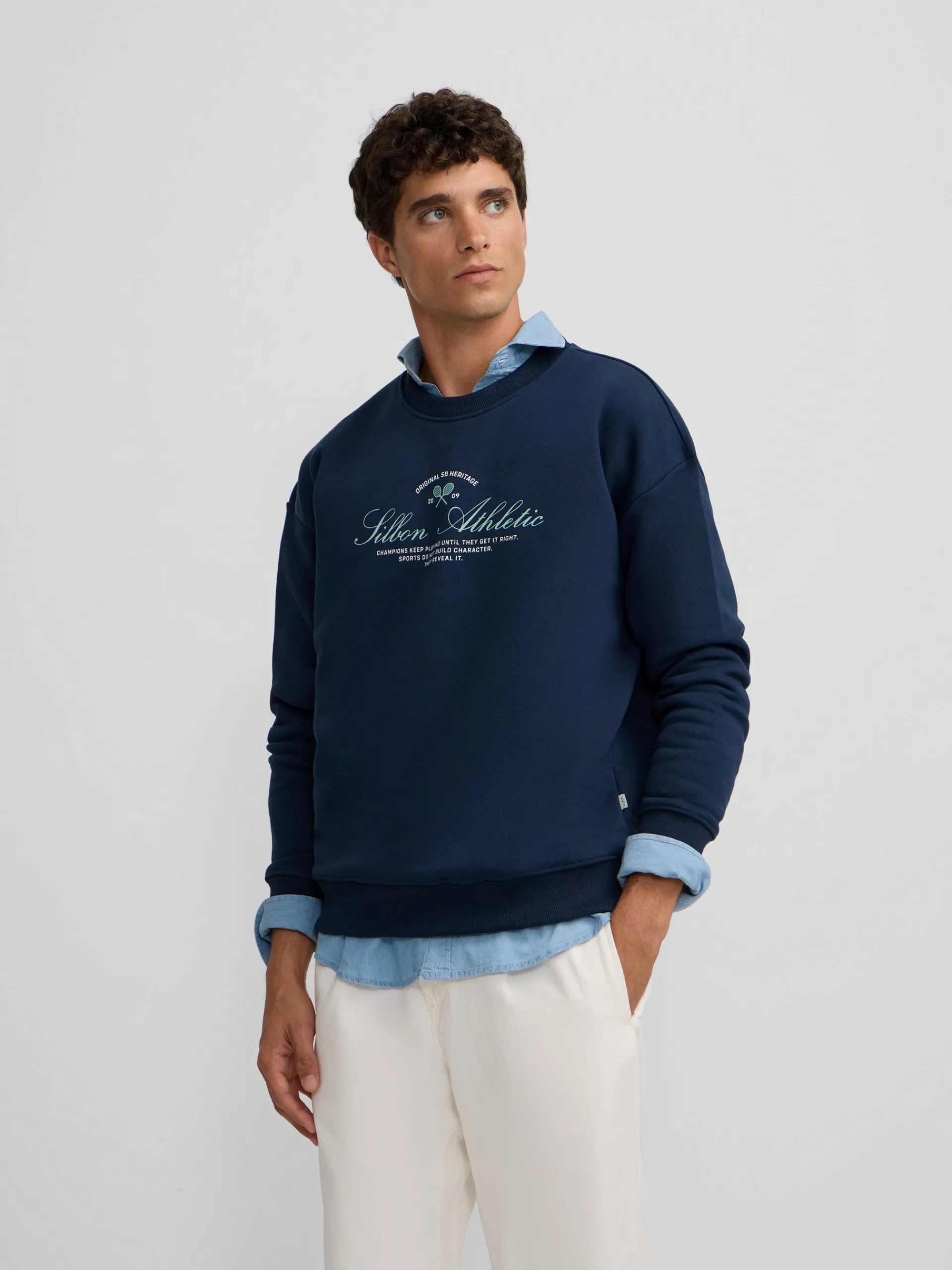 Silbon Smart Casual·Sudaderas-Sudadera special fit lettering azul marino Azul marino
