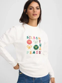 Silbon Sudaderas-Sudadera woman fun and peace cruda Blanca