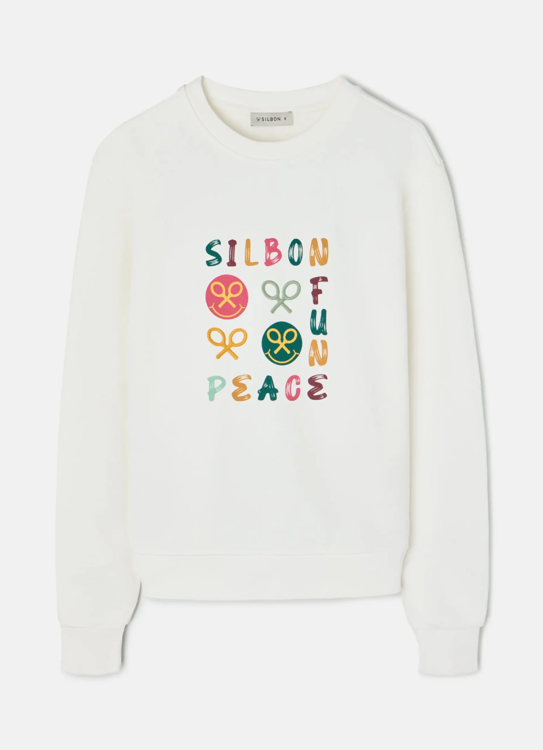 Silbon Sudaderas-Sudadera woman fun and peace cruda Blanca