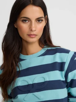 Silbon Sudaderas-Sudadera woman hombreras rayas es Azul