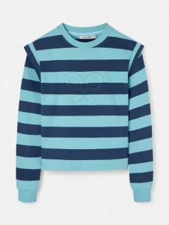 Silbon Sudaderas-Sudadera woman hombreras rayas es Azul