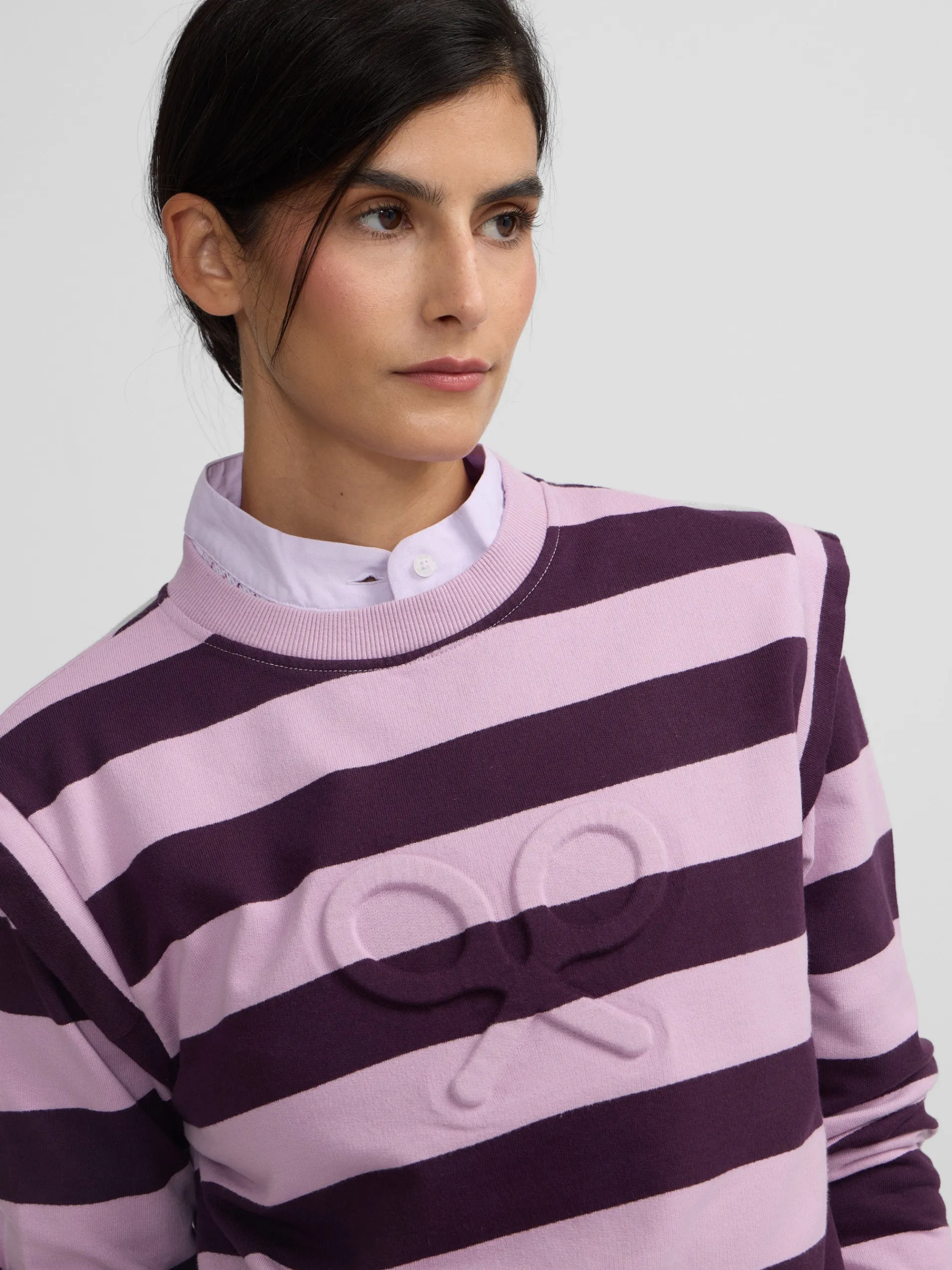 Silbon Sudaderas-Sudadera woman hombreras rayas moradas Morado