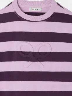 Silbon Sudaderas-Sudadera woman hombreras rayas moradas Morado