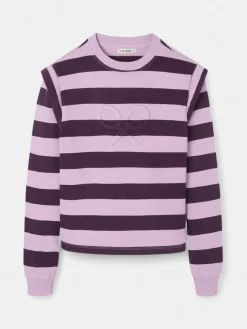 Silbon Sudaderas-Sudadera woman hombreras rayas moradas Morado